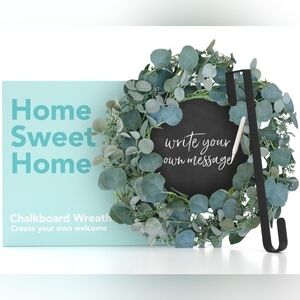 Welcome Wreath with Chalkboard Sign - New In Box
